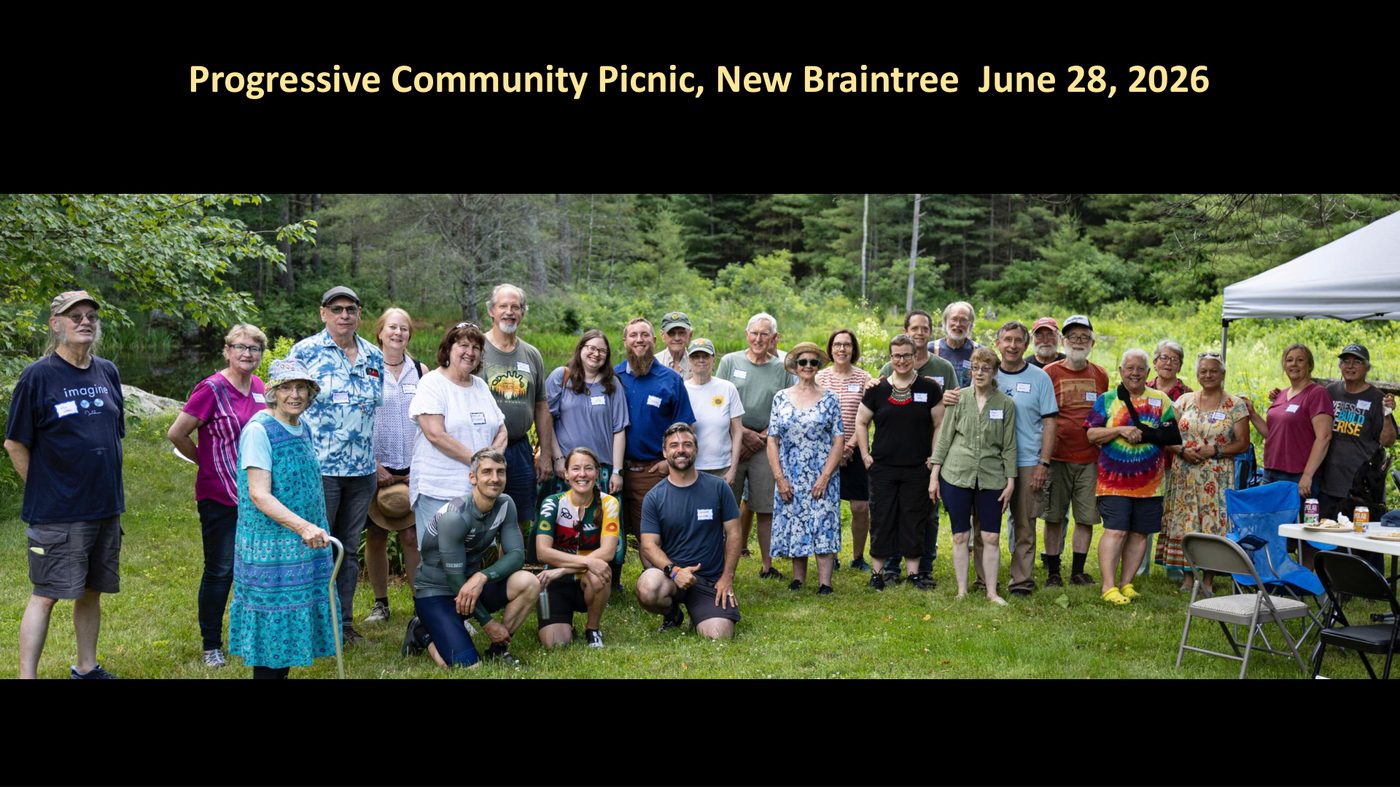 Group photo at the New Braintree Progressive Community Picnic, June 28, 2026, with Congressional candidate Jeromie Whalen
